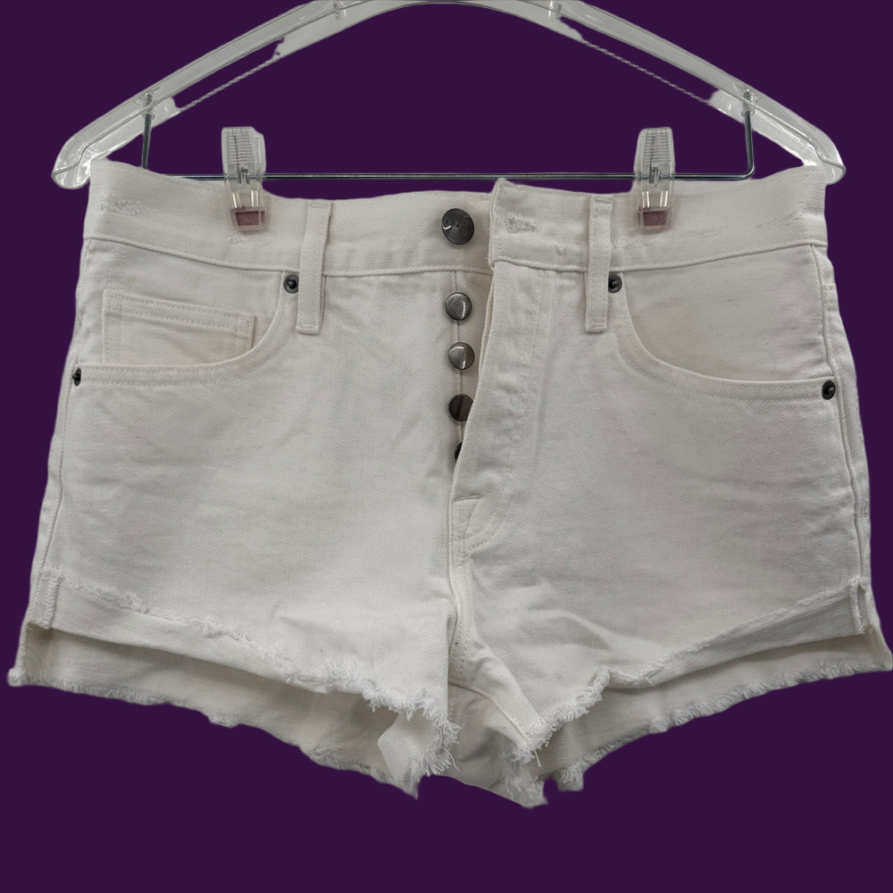 Frame Denim Le Cutoff White Button Up Mid Rise Shorts Size 25
